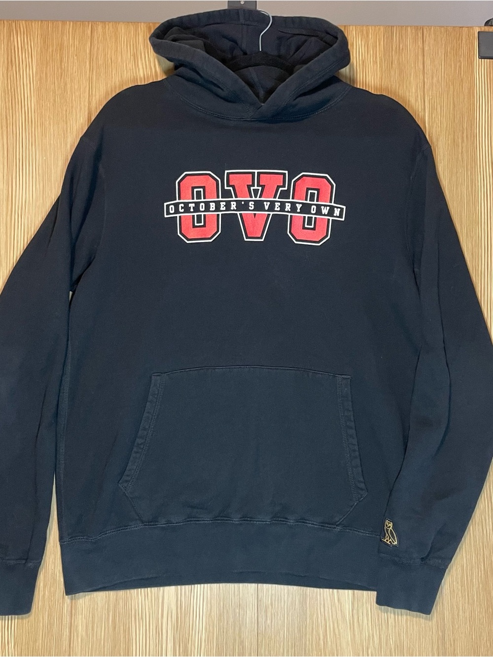 OVO October's Very Own Varsity Block Logo Hoodie Black Size Large